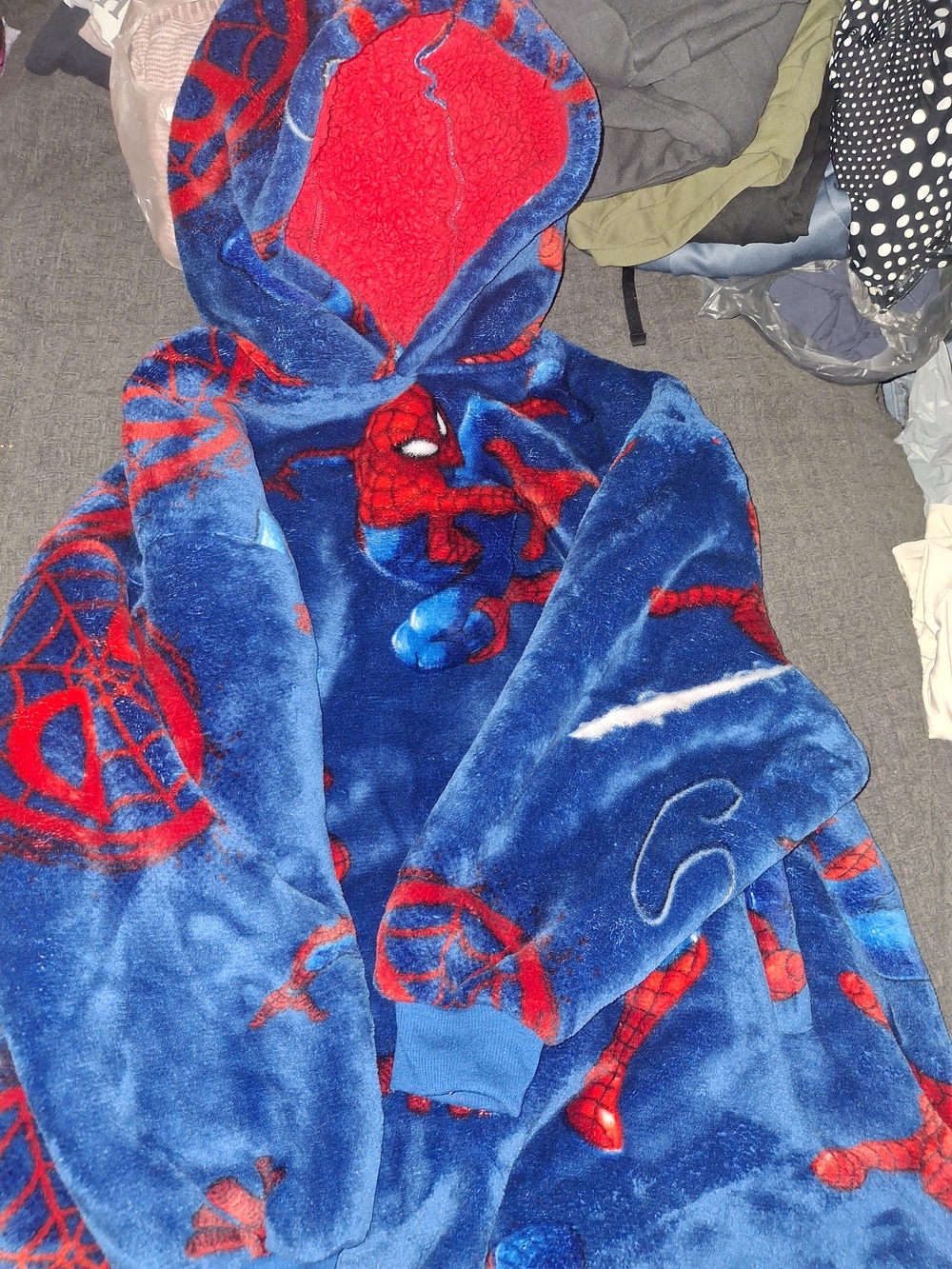 Marvel Kids Plush Spider-Man Hoodie in Blue and Red